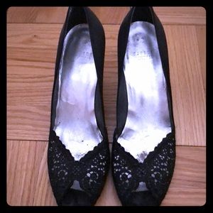 Stuart Weitzman Black Peep Toe Heels